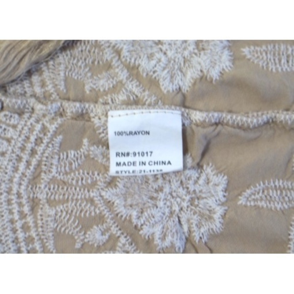 Solitaire L Ivory Embroidered Kimono Floral Crochet Boho Duster Cardigan Coverup - Picture 7 of 8